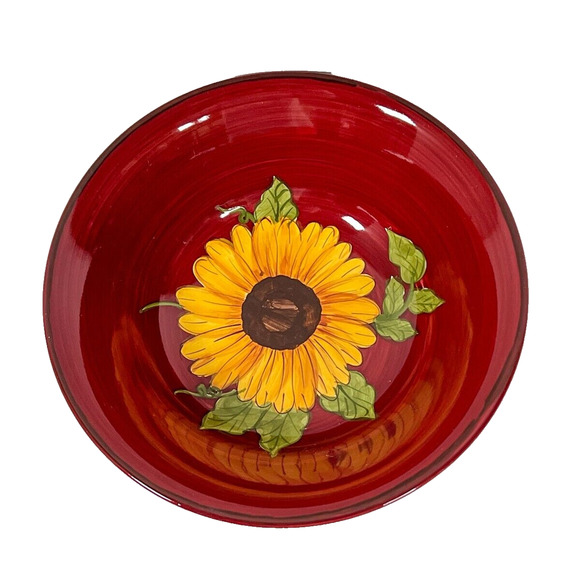 Ceramic Serving Bowl Tuscan Sunrise Sunflower Hand Painted Canterbury Potteries - Picture 3 of 8